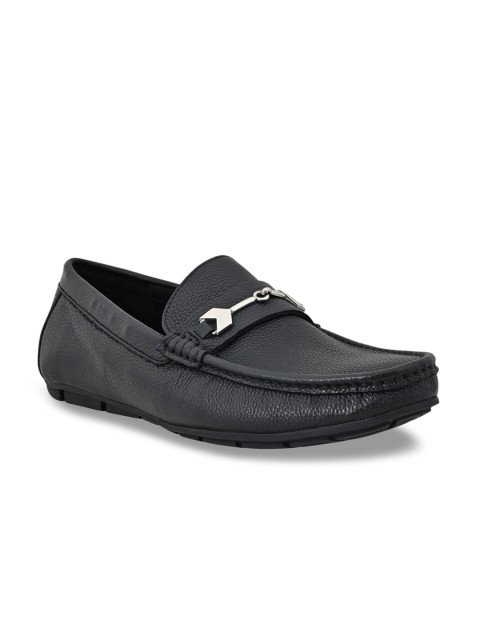 

Cobblerz Men Black Perforations Leather Loafers