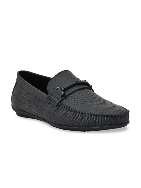 

Cobblerz Men Black Textured Leather Loafers