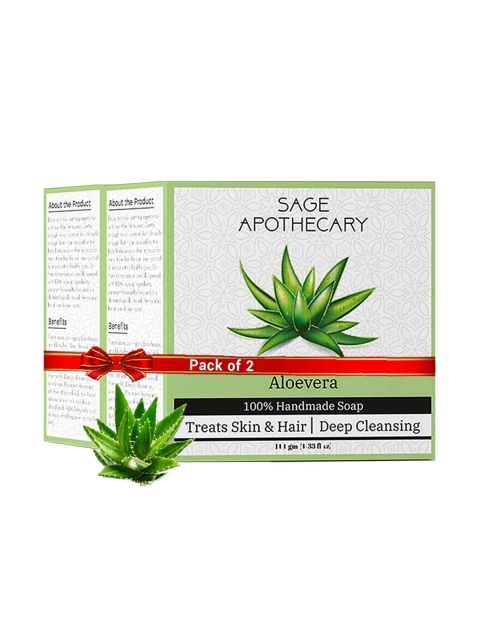

SAGE APOTHECARY Pack Of 2 Aloe Vera Bathing Soap 100 gm, Transparent