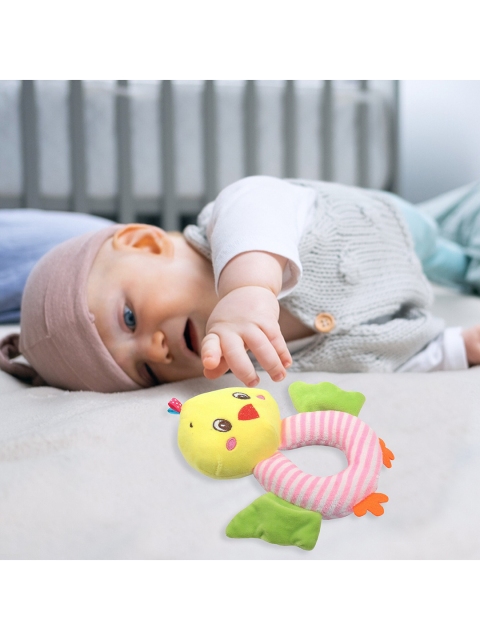 

Baby Moo Little Birdie Soft Pink And Green Rattle Toy