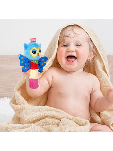 

Baby Moo Blue Snoozing Owl Handheld Rattle Toy