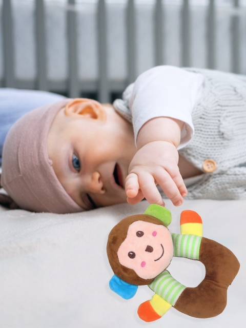 

Baby Moo Infants Brown Funky Monkey Soft Rattle Toy