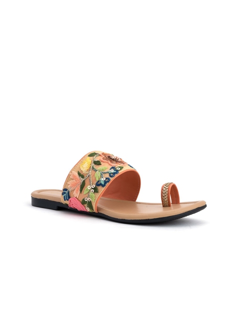 

Khadims Women Peach-Coloured Embellished One Toe Flats