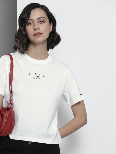 

Tommy Hilfiger Women White Brand Logo Printed T-shirt