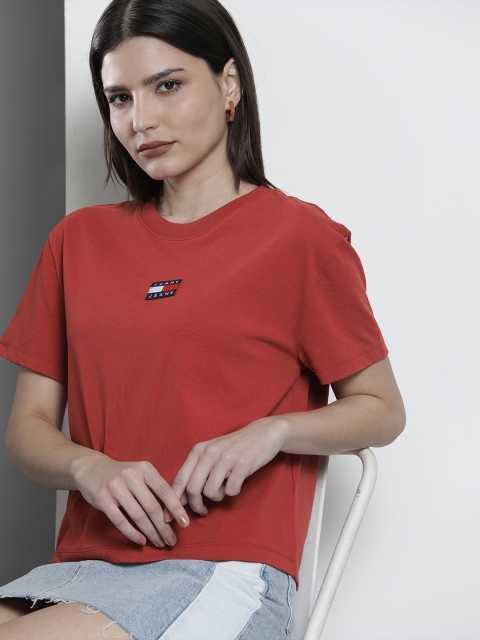 

Tommy Hilfiger Women Red Brand Logo Casual T-shirt