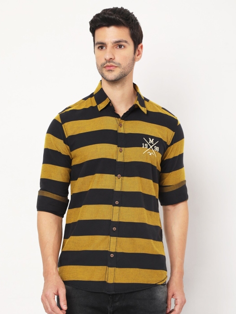 

Mufti Men Yellow Slim Fit Horizontal Stripes Striped Casual Shirt