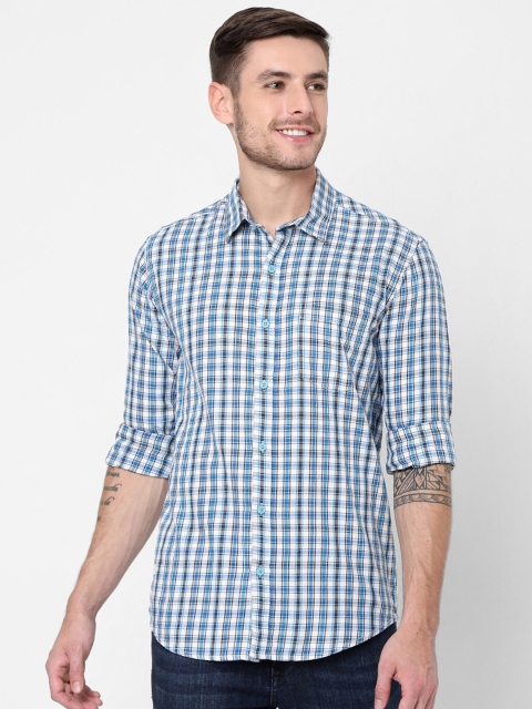 

Mufti Men White Slim Fit Checked Casual Shirt