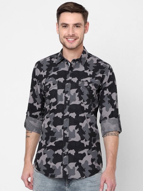 

Mufti Men Grey Slim Fit Printed Pure Cotton Casual Shirt