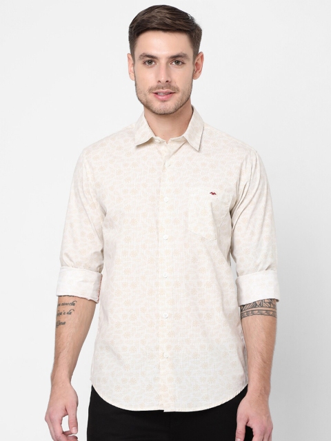 

Mufti Men Beige Slim Fit Floral Printed Casual Shirt