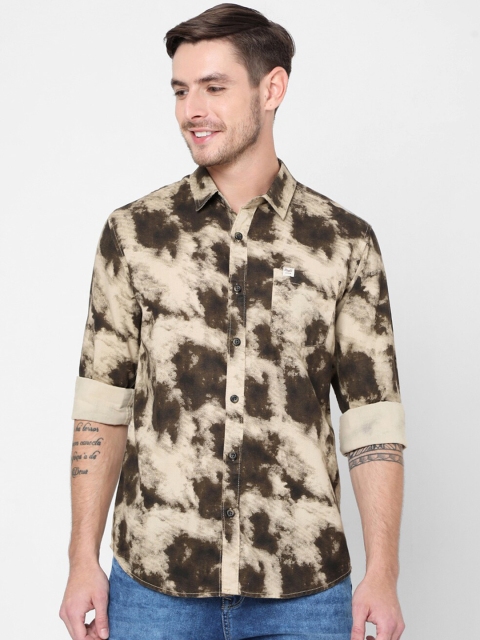 

Mufti Men Brown Slim Fit Printed Pure Cotton Casual Shirt