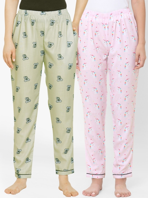 

FashionRack Women Pack Of 2 Printed Lounge Pants, Green
