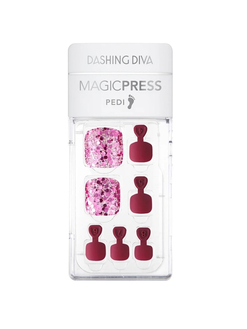 

Dashing Diva Women Maroon & Pink Magicpress Plum Sparkle Pedicure Set