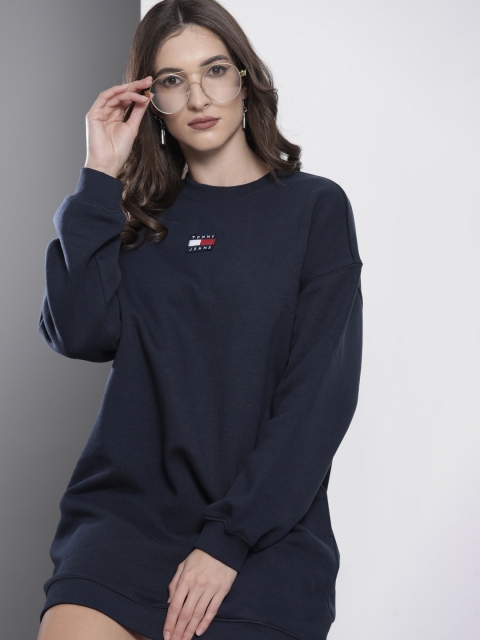 

Tommy Hilfiger Navy Blue Drop Shoulder Sweatshirt Dress