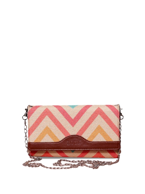 

ZOUK Women Pink & Beige Geometric Printed Envelope Wallet with Sling