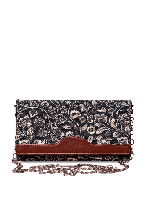 

ZOUK Women Black & Brown Floral Printed Envelope with Sling