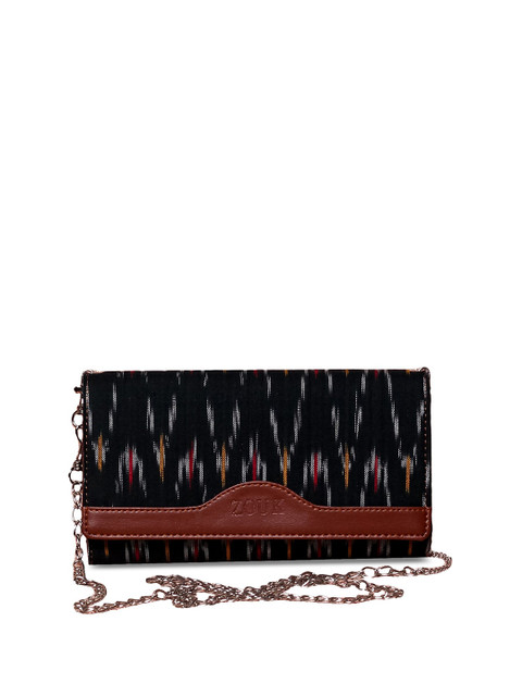 

ZOUK Women Black & Brown Envelope Wallet with Sling