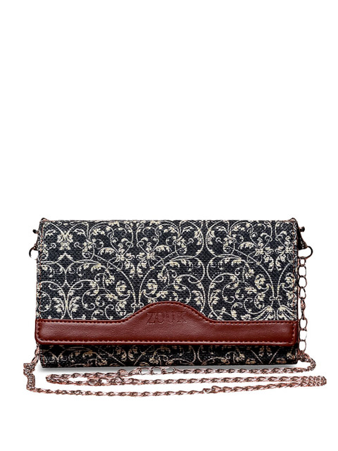 

ZOUK Women Navy Blue & White Printed Envelope with Sling