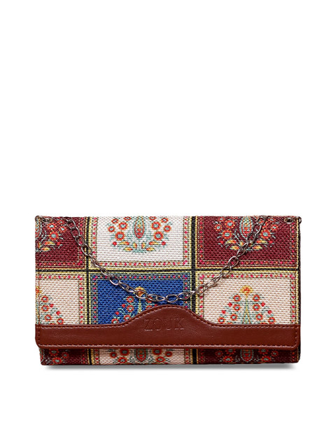 

ZOUK Beige & Brown Floral Motif Printed Envelope Clutch