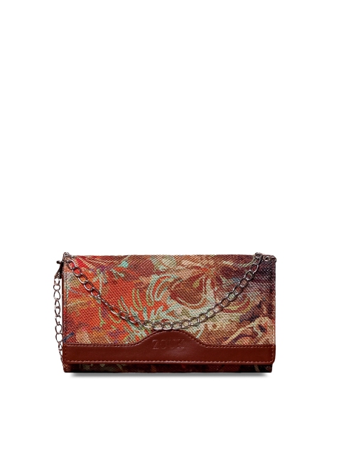 

ZOUK Red & Beige Printed Envelope Clutch