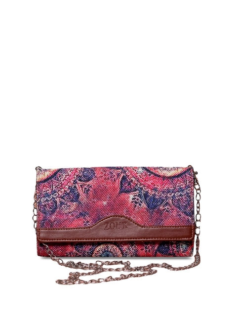

ZOUK Women Pink & Blue Ethnic Motifs Printed Envelope with Sling