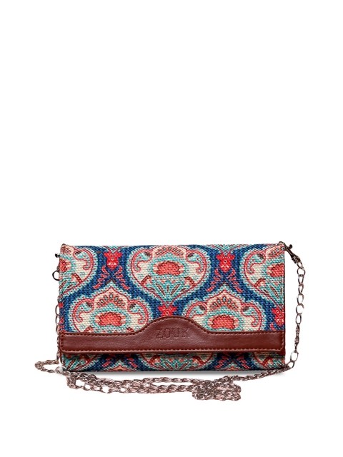 

ZOUK Women Blue & Brown Ethnic Motifs Printed Envelope with Sling