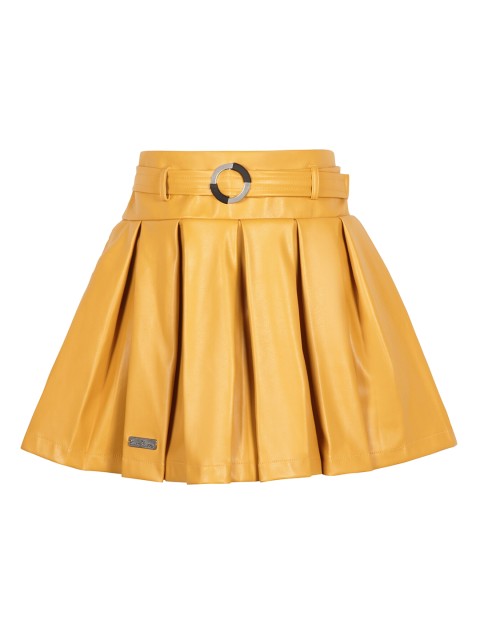 

Hunny Bunny Girls Mustard Yellow Leather Box Pleated skirt