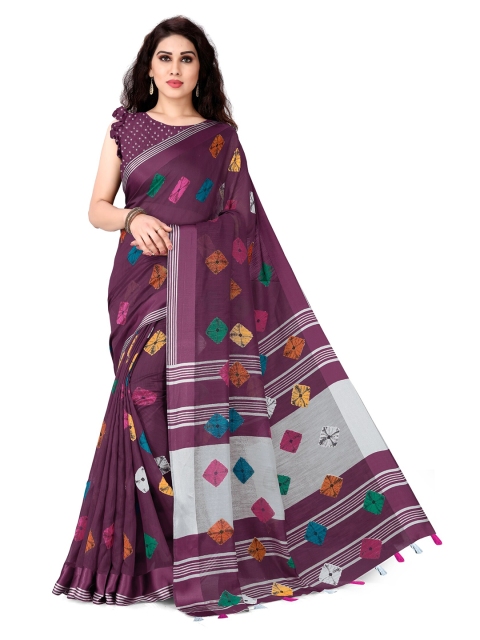

KALINI Purple & Grey Bandhani Saree