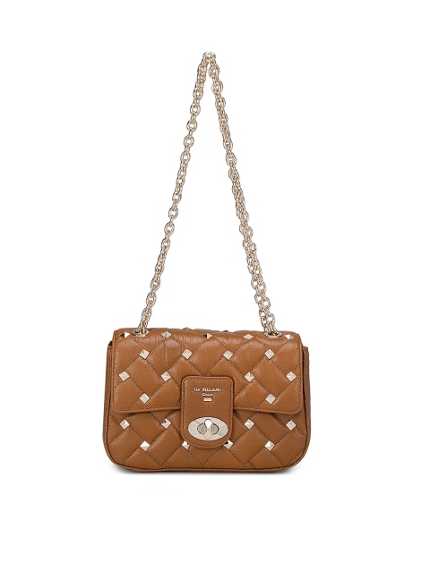 

Da Milano Brown Embellished Leather Structured Sling Bag