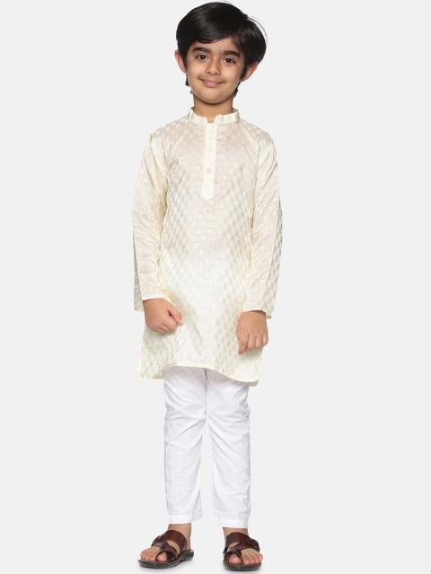 

Sethukrishna Boys Cream-Coloured Kurta with Pyjamas