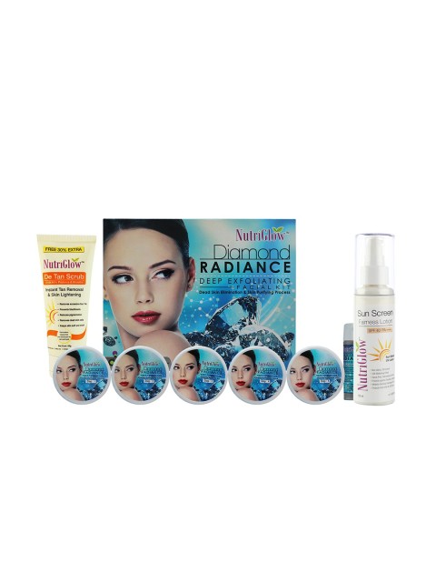

NutriGlow Diamond Radiance Facial Kit De Tan Scrub and SPF 40 - 445 g, Multi