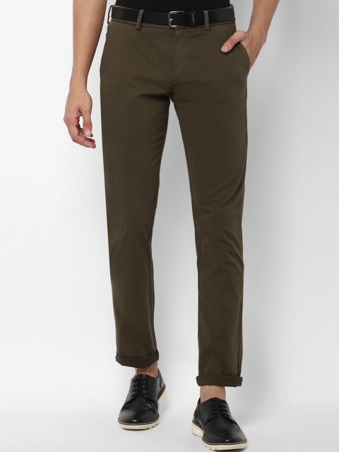 

Allen Solly Men Olive Green Slim Fit Trousers