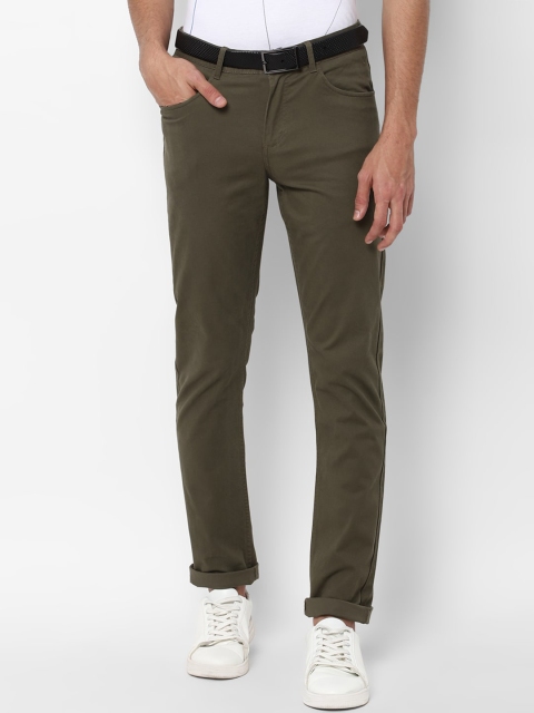 

Allen Solly Men Olive Green Slim Fit Trousers