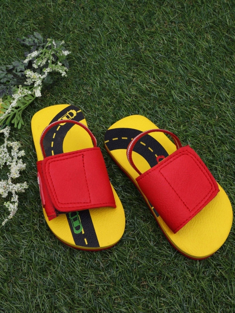 

DChica Girls Yellow & Red Colourblocked Open Toe Sliders