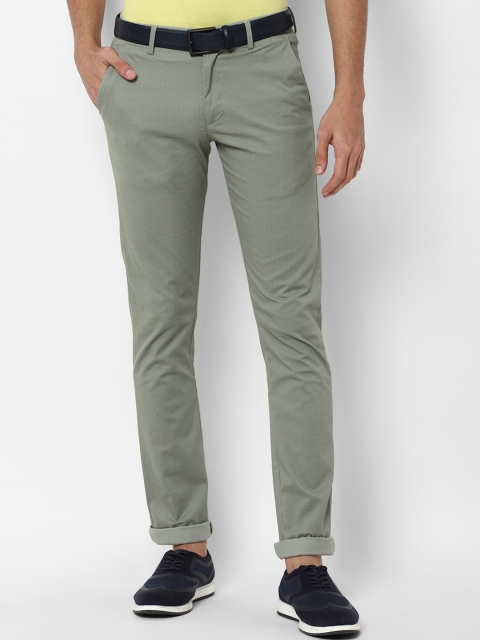 

Allen Solly Men Green Textured Printed Slim Fit Trousers