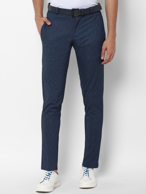 

Allen Solly Men Navy Blue Textured Slim Fit Trousers