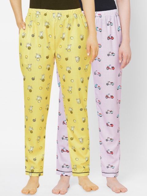 

FashionRack Women Yellow & Pink Set of 2 Cotton Lounge Pants