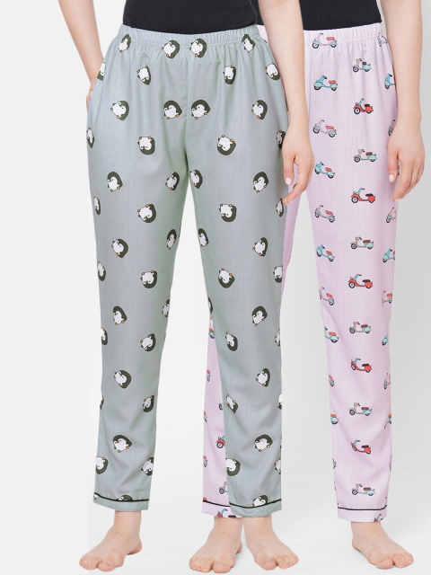 

FashionRack Women Pack Of 2 Printed Lounge Pants, Grey