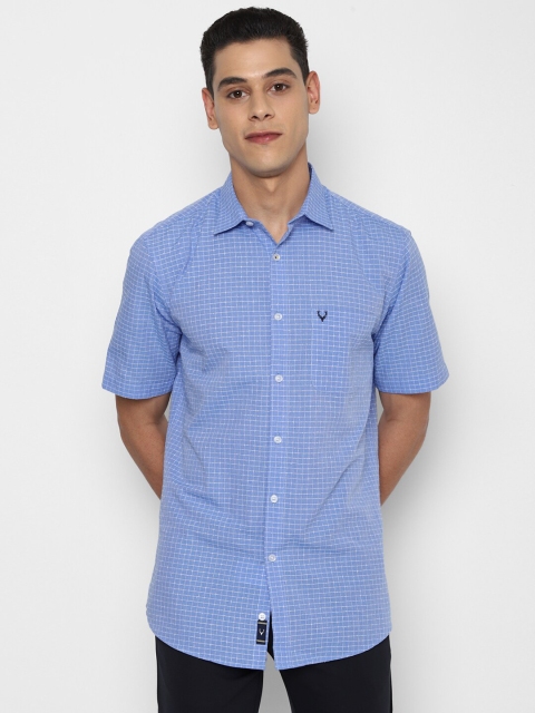 

Allen Solly Men Blue Slim Fit Grid Tattersall Checks Checked Casual Shirt