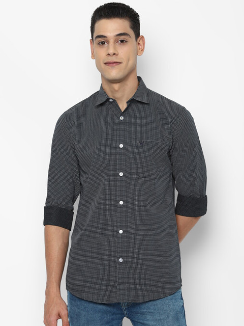 

Allen Solly Men Grey Slim Fit Printed Pure Cotton Casual Shirt