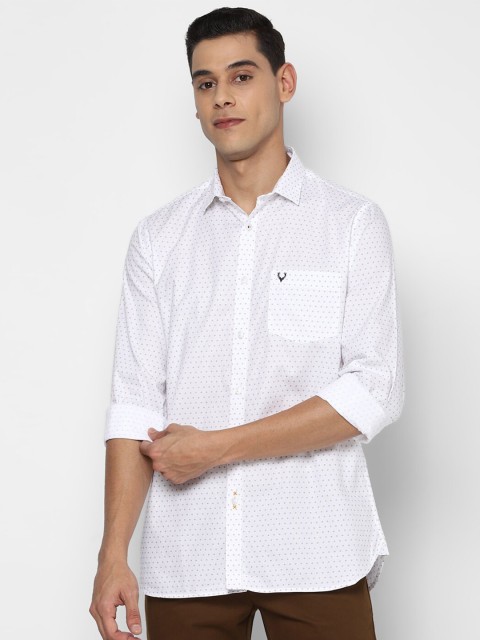 

Allen Solly Men White Slim Fit Printed Pure Cotton Semiformal Shirt