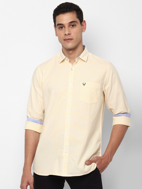 

Allen Solly Men Yellow Slim Fit Striped Pure Cotton Casual Shirt