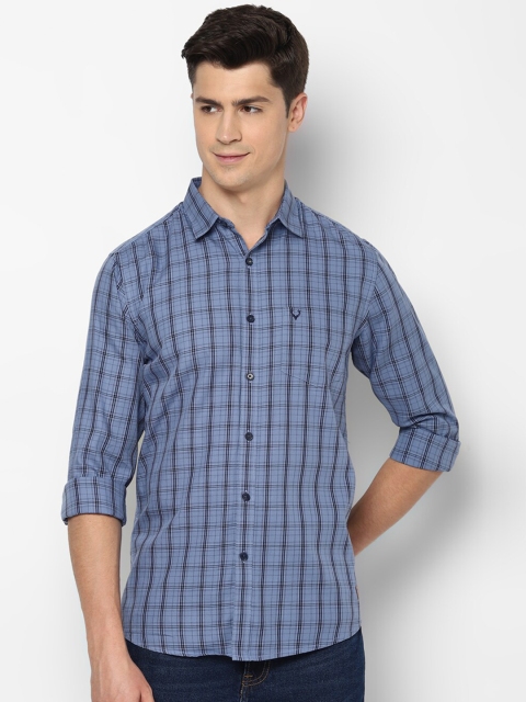 

Allen Solly Men Blue Slim Fit Checked Pure Cotton Casual Shirt