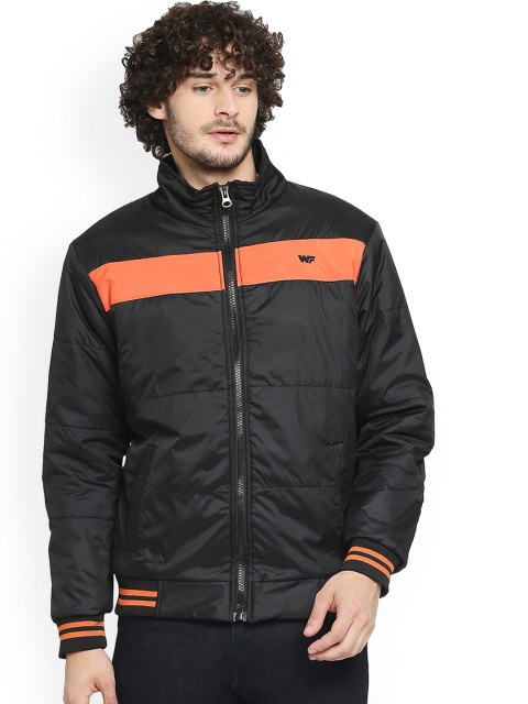 

Zeel Men Orange Colourblocked Lightweight Longline Bomber Jacket