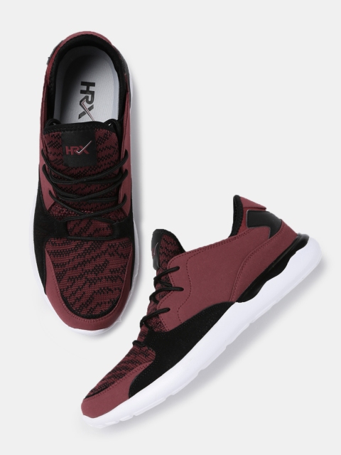 

HRX by Hrithik Roshan Men Burgundy & Black Colourblocked Sneakers