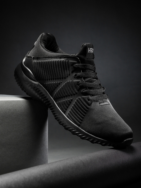 

HRX by Hrithik Roshan Men Black Textured Sneakers