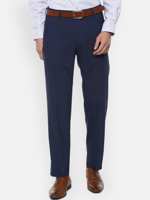 

Van Heusen Men Navy Blue Solid Formal Trousers
