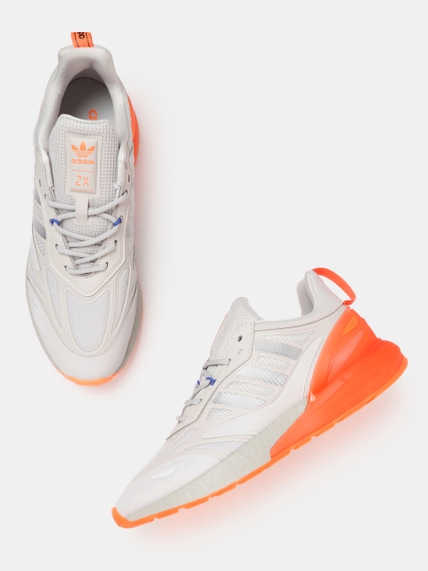 

ADIDAS Originals Men Grey & Orange ZX 2K BOOST 2.0 Tennis Woven Design Sustainable Sneakers