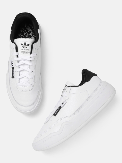 

ADIDAS Originals Women White & Black Solid Memory Foam Leather New Her Court Sustainable Sneakers