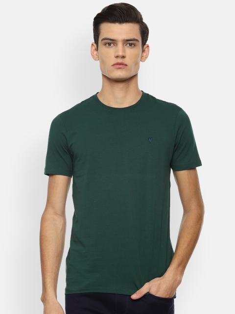 

VAN HEUSEN DENIM LABS Men Green Pure Cotton T-shirt
