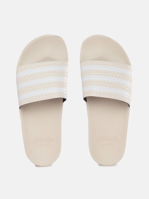 

ADIDAS Originals Unisex Beige & White Striped Adilette Sliders